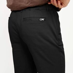 Cove USA Mens Chino Pants Sz 38 Faded Black Stretch‎ Elastic Waist Slim Straight